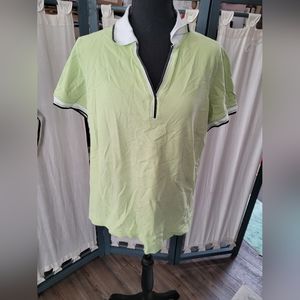 (4170) SB Active wear, Top,  mint green/ white/black trim, pit to pit 23 1/2,